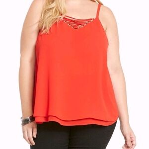 Torrid Strappy Front Double Layered Chiffon Cami red 2x